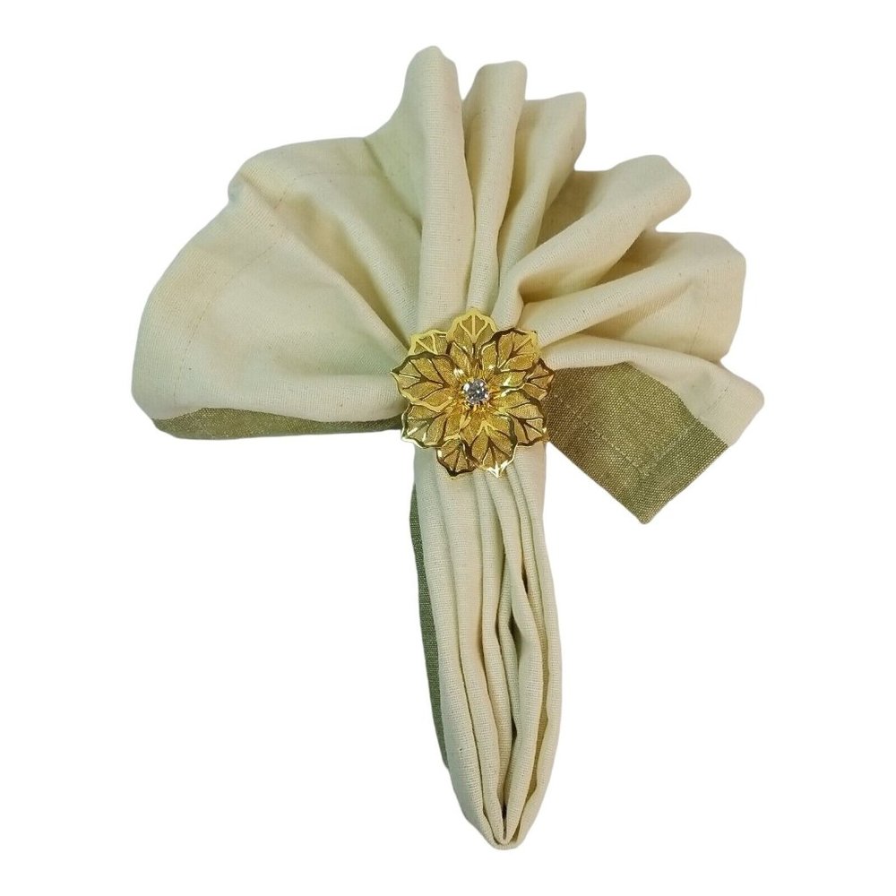 Home Wear Alcott Dinner Napkins with Rings Set of 4 18" x 18" 100% Cotton NEW